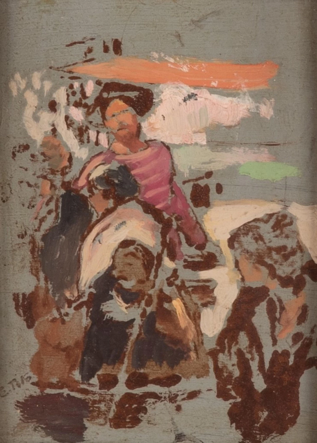  33-Ettore Tito-Bozzetto raffigurante gondoliere 